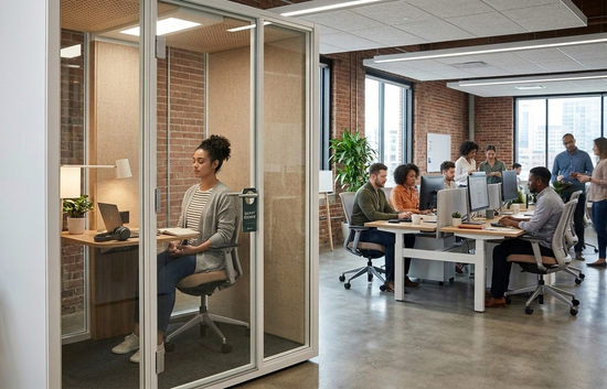 Equipo de trabajo en oficina